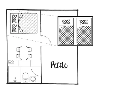 a black and white outline of a apartment building at Lushna 2 Petite at Lee Wick Farm Cottages & Glamping in Clacton-on-Sea