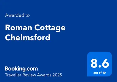 a blue rectangle with the words roman cottage chsmithford transfer review awards at Roman Cottage Chelmsford in Chelmsford