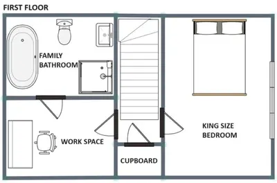 a floor plan of a small house at Contemporary Barn Harleston Norfolk in Harleston