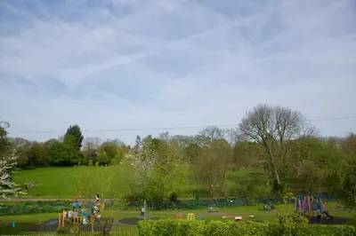 a park with a bunch of playground equipment at Priory park view in Southend-on-Sea