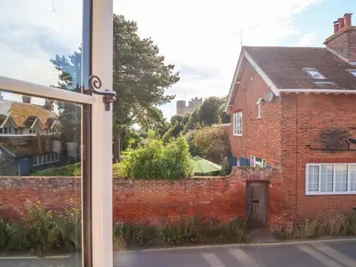 a view from a window of a brick building at 1 Market Hill in Woodbridge