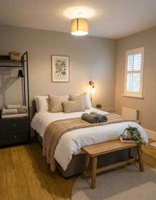 a bedroom with a large bed and a table at 4br 2bath Home In Colchester Perfect For Big Group in Mile End