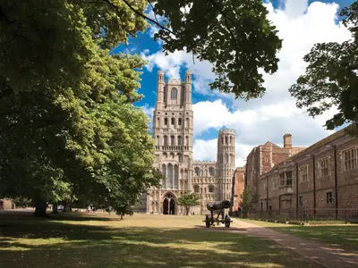 a view of a building with a tower at Swan in Welney