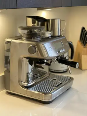 a coffee maker sitting on top of a counter at Brand new prestigious house near science park in Cambridge