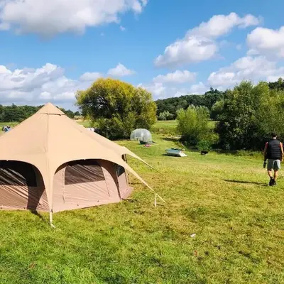 Hertford belltent farm stay riverside firepit bbq