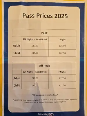 a ticket for the pass prices for the past few weeks at FI005 Loomy Escapes Caravan at St Osyth Beach Essex in Saint Osyth