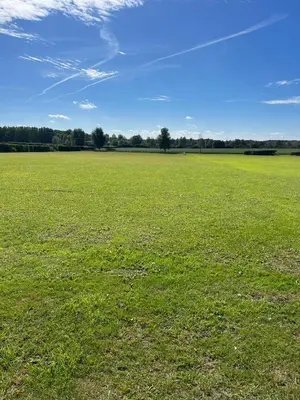 a large field of green grass with a blue sky at The Skye Yurt in Messing