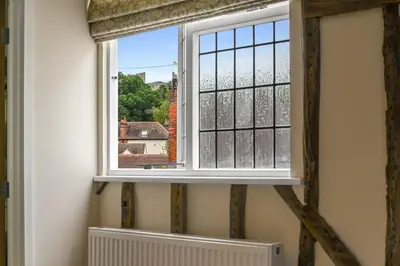 a window in a room with a view at Luces Loft in Castle Hedingham