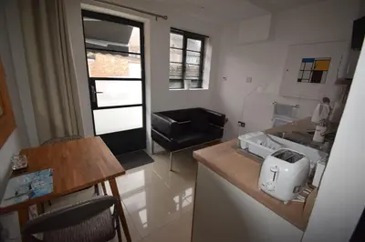 a kitchen with a counter with a appliance on a counter at Eco Deco in Frinton-on-Sea