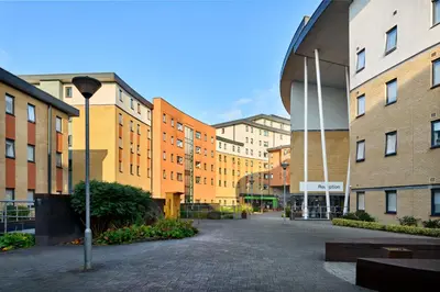 a city street with buildings and a street light at For Students Only - The Maltings in Colchester in Colchester