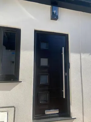 a door on the side of a building at Two double bedroom self contained Retreat in Thundersley