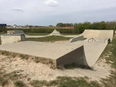 a group of skate ramps in a field at Isleham River Lodge in Isleham
