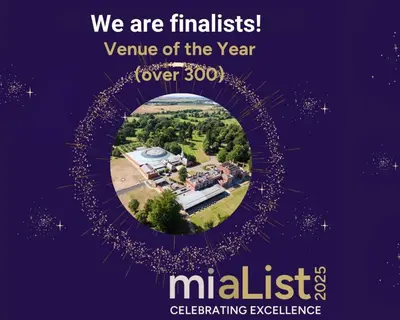 a flyer for a million list gathering excellence at Hinxton Hall Hotel and Conference Centre in Hinxton
