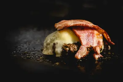 a close up of a piece of food on a pan at The Bull Inn in Woolpit