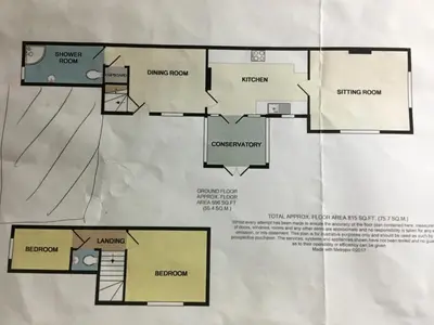 a floor plan of a house at Marsh View Cottage, Aldeburgh in Aldeburgh