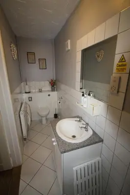 a bathroom with a sink and a toilet at Red Lion in Swaffham
