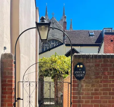 a street light on the side of a building at Cathedral View Apartment, Flat 3 in Bury Saint Edmunds