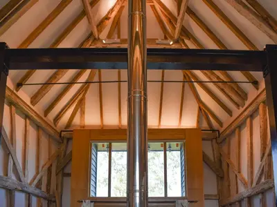 a beam in a house under construction at Ivy Todd Barn in Ashdon