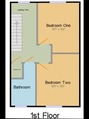 a diagram of a first floor plan of aominium at Toothbrush Apartments - Central Ipswich - Nr Train Station in Ipswich