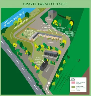 a map of the grand rapids farm coop at Willow Cottage at Gravel Farm in Stretham