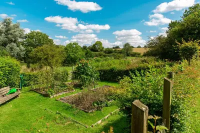 a garden with lots of plants and trees at Pounce Hall -Stunning historic home in rural Essex in Saffron Walden