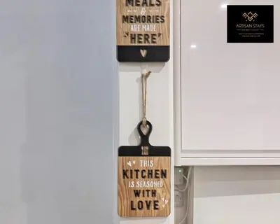 a tag hanging from a refrigerator door with a sign at Deluxe Apartment in Southend-On-Sea by Artisan Stays I Free Parking I Sleeps 4 in Southend-on-Sea