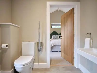 a bathroom with a toilet and a sink and a tub at The Weeping Willow in Bury Saint Edmunds